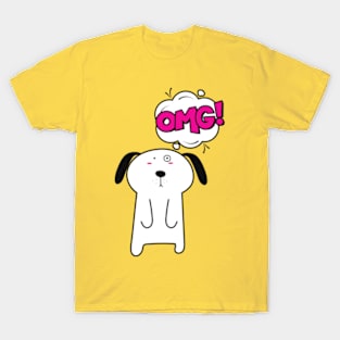 omg funny surpried cute dog T-Shirt